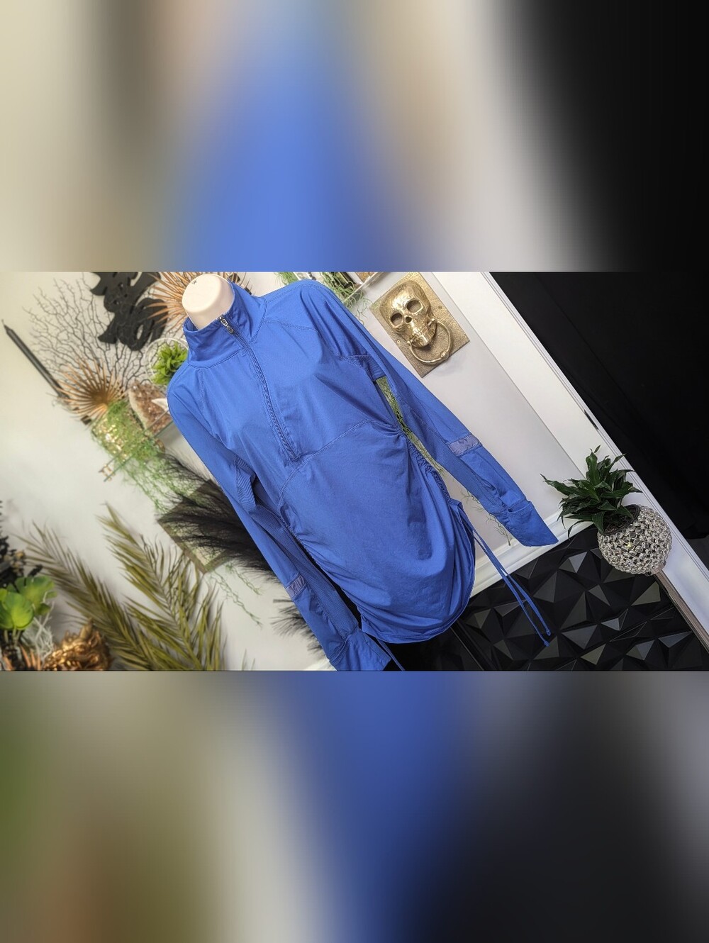 Kyodan Blue Rouched Fitness Top Jacket LG